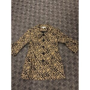 VERSONA ACCESSORIES Womens Leopard Print Button Front Blazer Jacket Size S